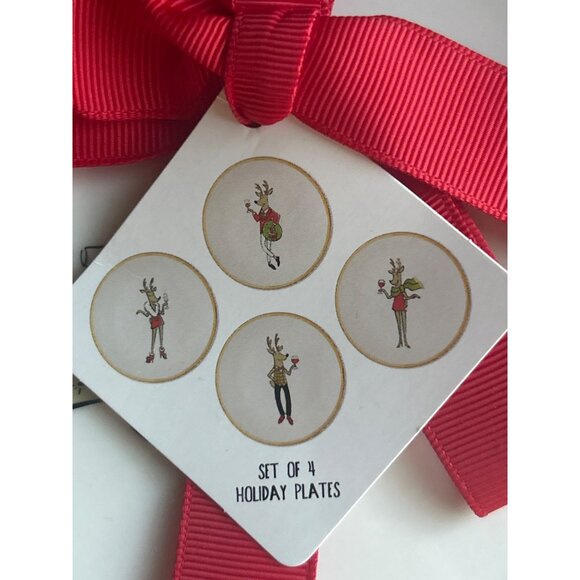 Clay Art Holiday Plates With Festive Reindeer Design Set Of 4 - Picture 2 of 4